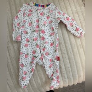 Magnetic Me White Pink Strawberry Footies - Preemie